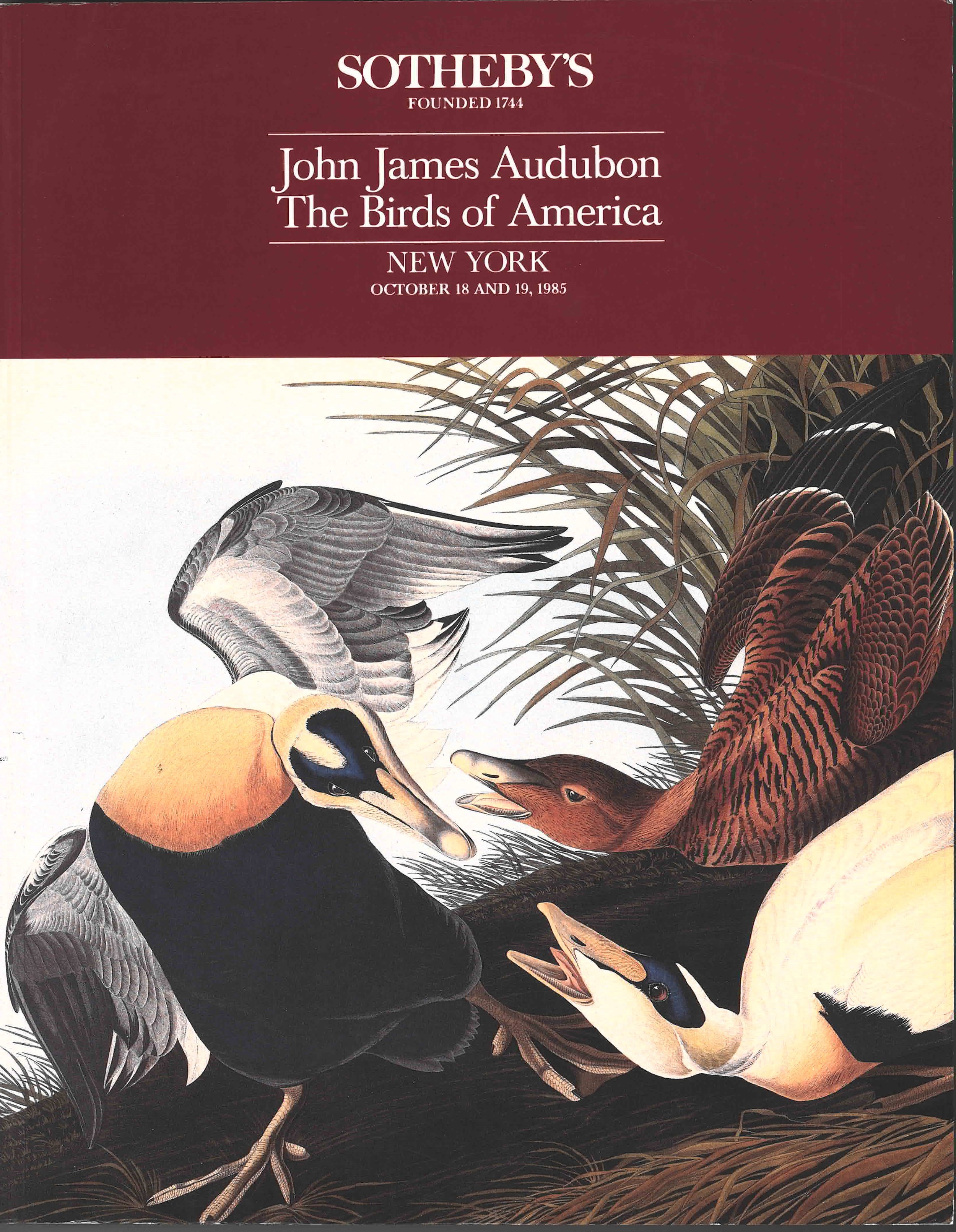 The sale of a first edition of John James Audubon's the